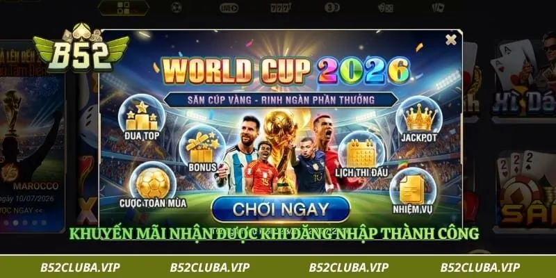 Khuyến mãi nhận được khi đăng nhập thành công